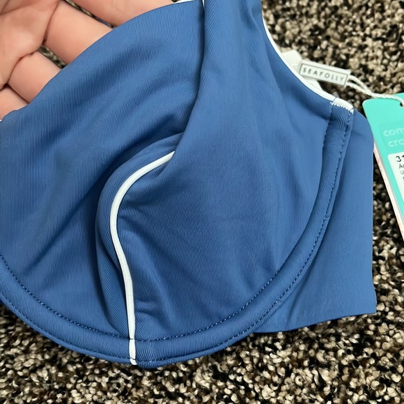 Seafolly Blue & White Underwire Bikini Top, NWT - Picture 3 of 5